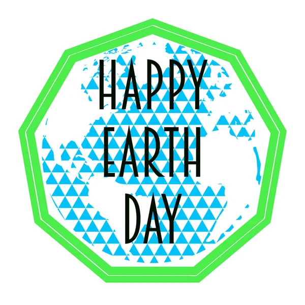 Étiquette jour de la Terre avec une planète géométrique — Image vectorielle