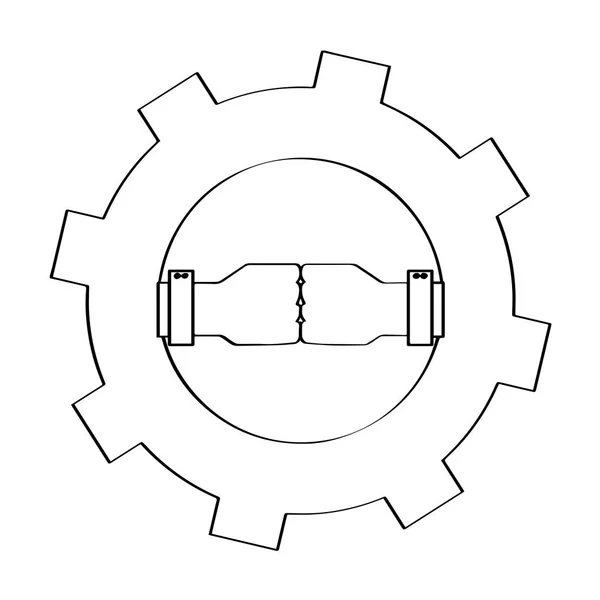 Outline of a fists in a gear. Teamwork icon — Stock Vector