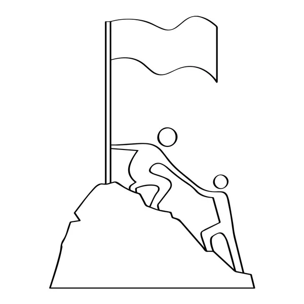 Outline of a men climbing. Teamwork concept — Stock Vector