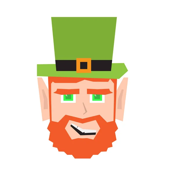 Tête polygonale d'elfe irlandais heureux — Image vectorielle