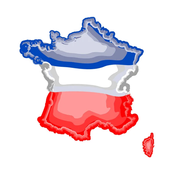 Mapa aquarela de França com bandeira —  Vetores de Stock