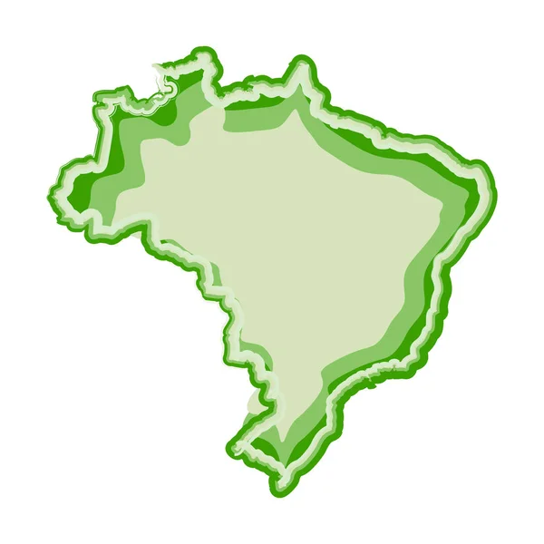 ブラジルの水彩画の地図 — ストックベクタ