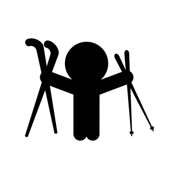 Icono de persona de esquí aislado — Vector de stock