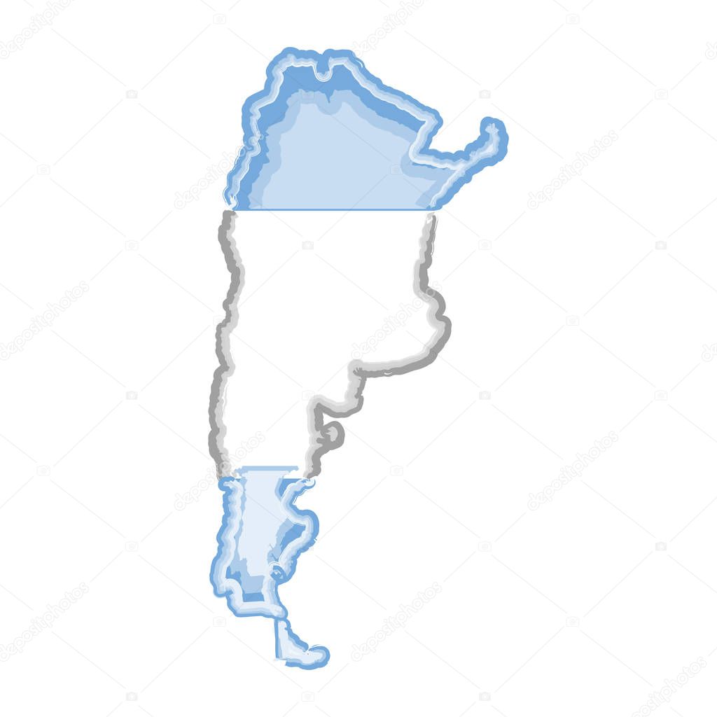 Watercolor map of Argentina with flag