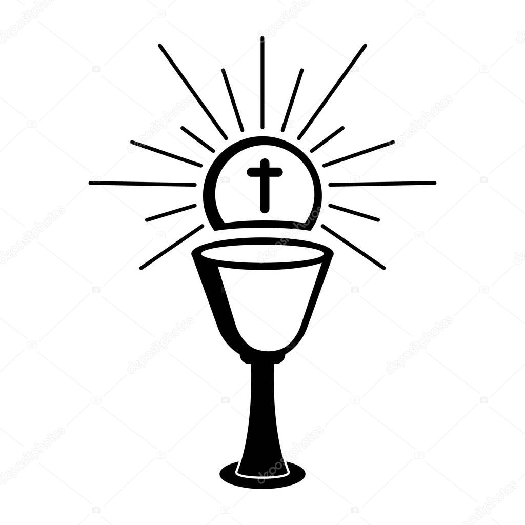 Outline of a chalice and host