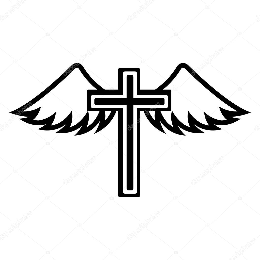 Cross with wings icon