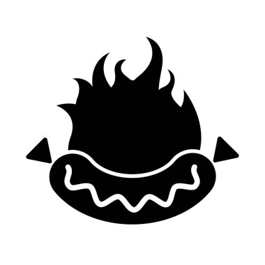 Alevler içinde izole sosis simgesi