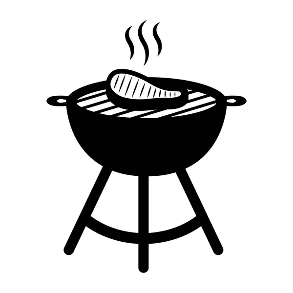 Parrilla de barbacoa aislada con un icono de filete — Vector de stock