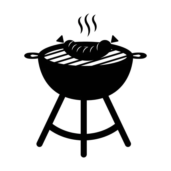 Na białym tle barbecue-grill z ikoną kiełbasa — Wektor stockowy