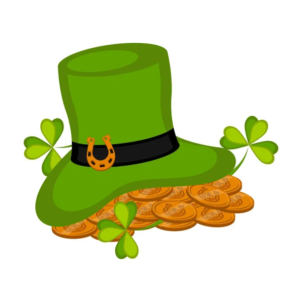 Golden coins in an irish hat — Stock Vector