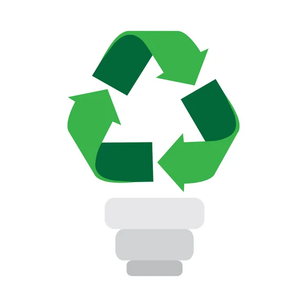 Lâmpada com um símbolo de reciclagem —  Vetores de Stock