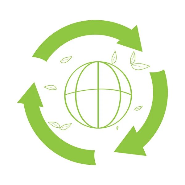 Recycling symbol around the world web icon — Stock Vector