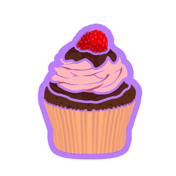 Icône de cupcake de couleur isolée — Image vectorielle