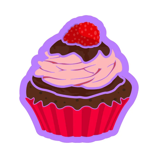 Icône de cupcake de couleur isolée — Image vectorielle