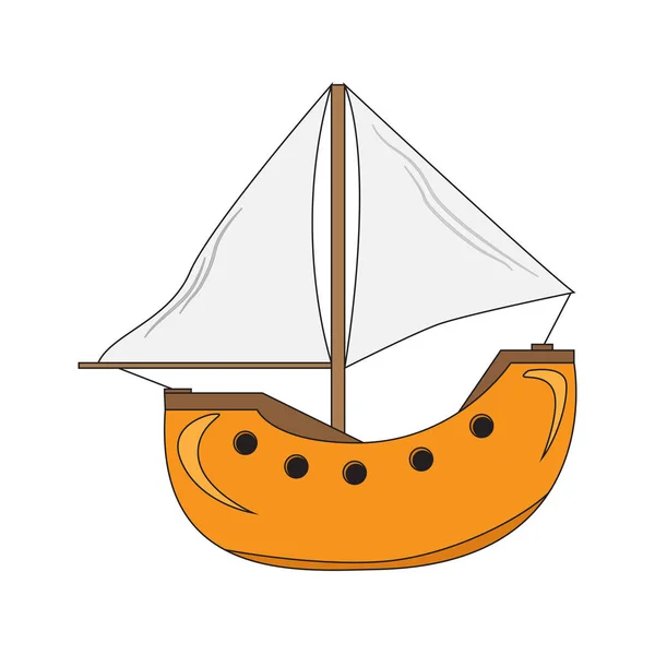 Isolato barca a vela cartone animato — Vettoriale Stock