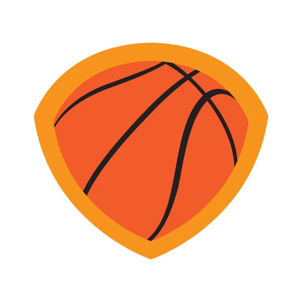 Emblema isolado com uma textura de bola de basquete — Vetor de Stock