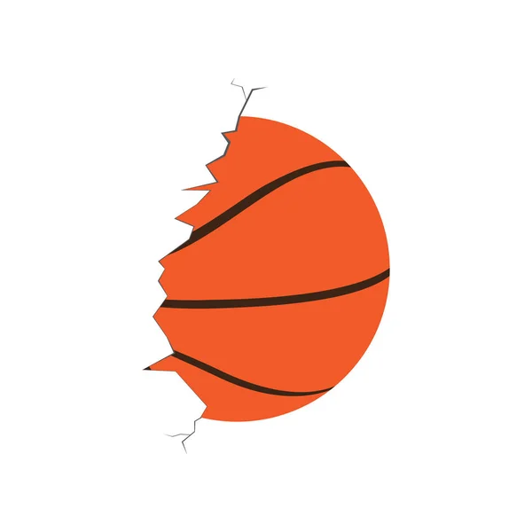 Basketball ball in a cracked wall — Stock Vector