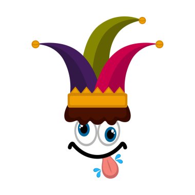 İzole deli palyaço yüzü. April fool günü