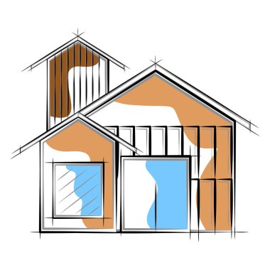 Modern ev bina renkli kroki