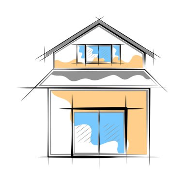 Modern ev bina renkli kroki