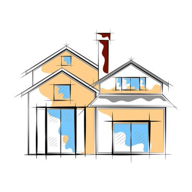 Modern ev bina renkli kroki