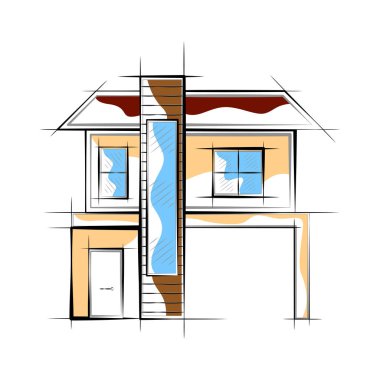 Modern ev bina renkli kroki