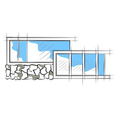 Modern ev bina renkli kroki