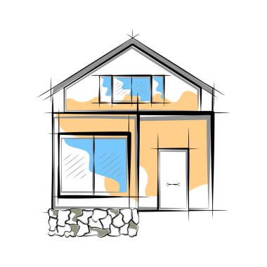 Modern ev bina renkli kroki