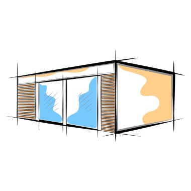 Modern ev bina renkli kroki