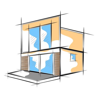 Modern ev bina renkli kroki