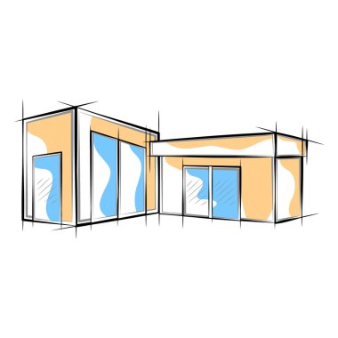 Modern ev bina renkli kroki