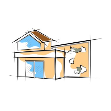 Modern ev bina renkli kroki