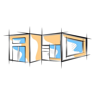 Modern ev bina renkli kroki