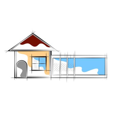 Modern ev bina renkli kroki