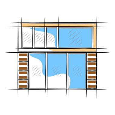 Modern ev bina renkli kroki