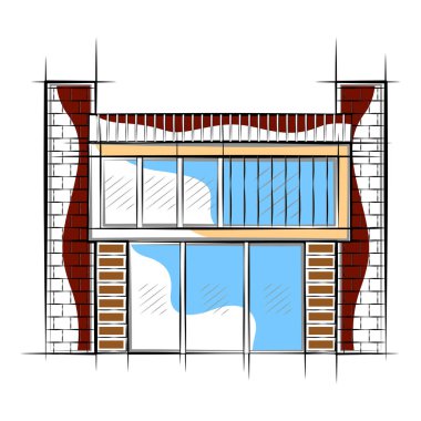 Modern ev bina renkli kroki