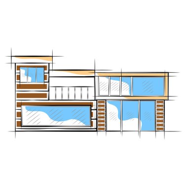 Modern ev bina renkli kroki