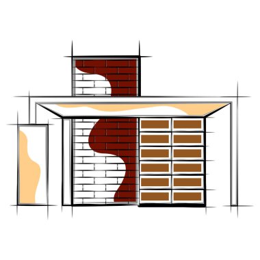 Modern ev bina renkli kroki