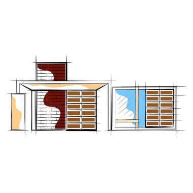 Modern ev bina renkli kroki