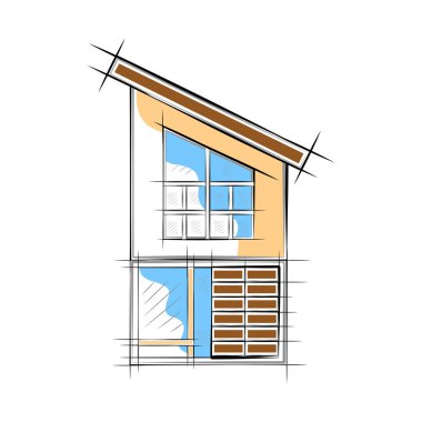 Modern ev bina renkli kroki