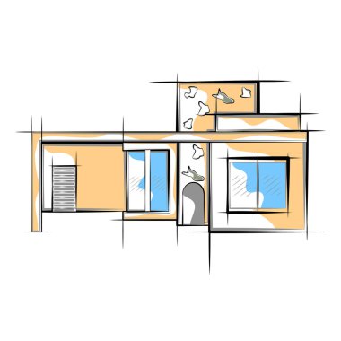 Modern ev bina renkli kroki