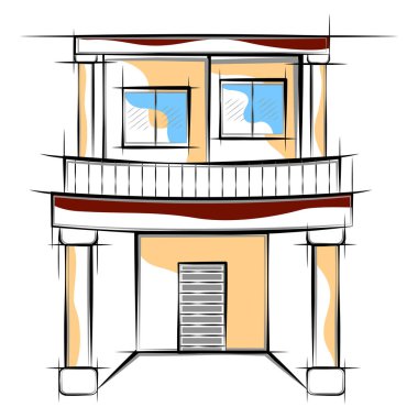 Modern ev bina renkli kroki