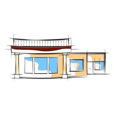 Modern ev bina renkli kroki