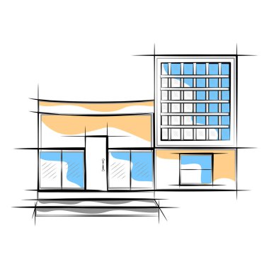 Modern ev bina renkli kroki