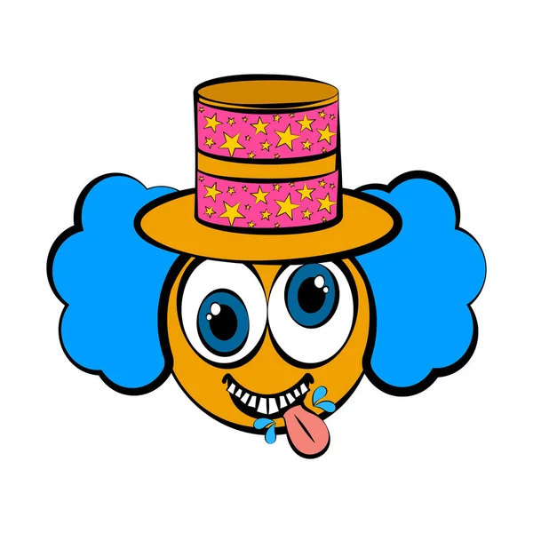 Crazy clown visage dessin animé. Avril fou jour — Image vectorielle