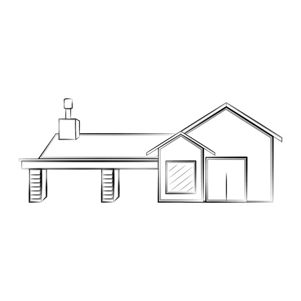 Izolované náčrt moderního domu — Stockový vektor