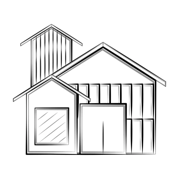现代房屋的孤立的草图 — 图库矢量图片