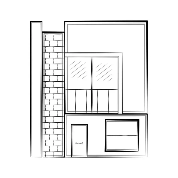 Ізольований ескіз сучасного будинку — стоковий вектор