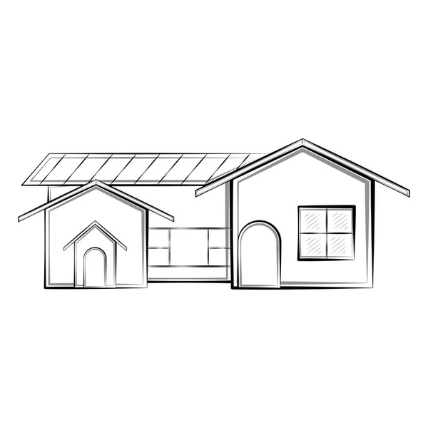 Esquisse isolée d'une maison moderne — Image vectorielle