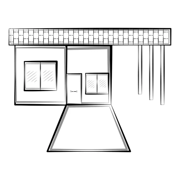 Изолированный эскиз современного дома — стоковый вектор